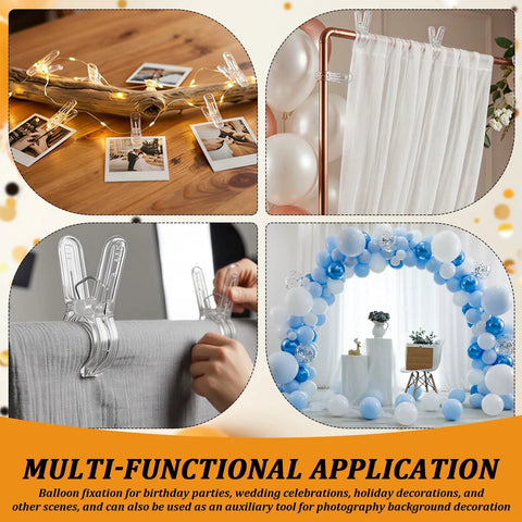 25 Pks Heavy Duty Balloon Arch Clips With Spring Clamps For Garland Backdrops Birthday Weddings Photoshoots Party Decorations Reusable Transparent Plastic Accessories That Are Perfect For Any Awesome Event, clear plastic clips on balloons and backdrop rods