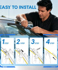 Man installing Silicone Windshield Wiper Blades 24 Inch And 19 Inch Replacement For Volkswagen Jetta 2011-2023