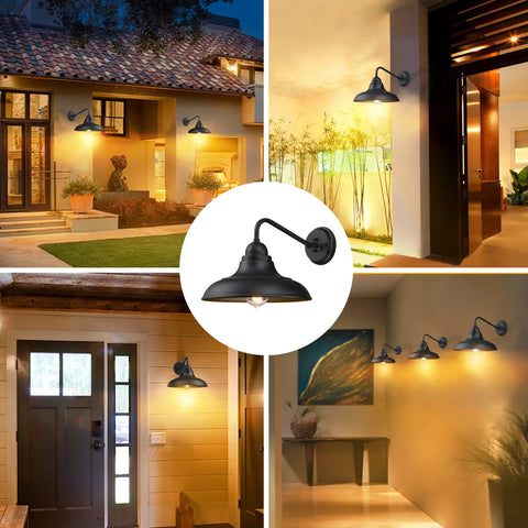 Three Pack Outdoor Wall Lights Wall Mount Sconce Set For Farmhouse Homes And Indoor Exteriors Black Matte Finish Classic Barn Style 12 Inch Weatherproof Durable Rustic Modern Look For Indoor Outdoor Use