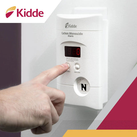 Plug-In Carbon Monoxide Detector With 9V Battery Backup, Digital LED Display, 85 Decibel Alarm, LED Status Lights on wall