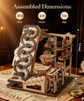 Electric Rolling Ball Maze Kit A 3D Wooden Puzzle For Adults And Teens, Mechanical Kinetic Art Building Set, DIY Brain Teaser Desk Decor For Home Office, Cool Gift For Ages 14 And Up, 7.7 inch assembled
