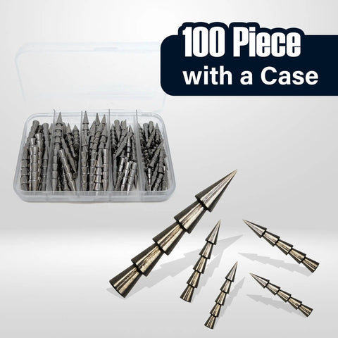Tungsten Nail Weights For Bass Fishing One Sixteenth Ounce Insert Sinkers with 100-piece case and nail shape design.