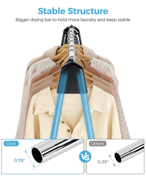 Foldable Clothes Drying Rack Portable Laundry Stand Sturdy Hanging Bars Compact Airer For Apartments Dorm Rooms Closets Quick Dry Setup Zero Fuss Easy Everyday Storage
