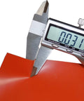 Caliper measuring Red Silicone Rubber Sheet 60A Durometer One Thirty Second Inch Thick Nine By Twelve Inch No Adhesive Backing High Temp Gasket