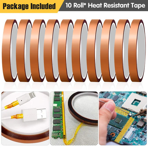 Heat Resistant Sublimation Tape Set, 10 Rolls 10mm By 33m 108ft For High Temp Heat Press On Mugs And More displayed in a row