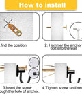 Installation guide for 420Pcs Self Drilling Drywall Anchors with Screws Kit, showing steps for using zinc plated anchors and screws.