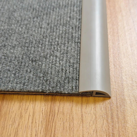 Gray 6.6 Ft Long Floor Transition Strip Edge Reducer For Rubber Wood Tile And Carpet Floors on hardwood