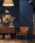 Living room with Navy Blue Peel And Stick Wallpaper Matte Finish Self-Adhesive Vinyl Contact Paper For Walls Game-Changing DIY Friendly