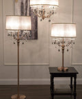 35 Inch Rosie Crystal Table Lamp With Copper Finish And Deer Antler Inspired Design in living room setting