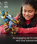 Child playing with Deep Sea Research Submarine Building Kit For Kids 9 And Up With Movable Propellers And Realistic Submarine Details