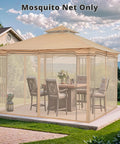 Patio Gazebo Mosquito Netting Screen Walls Beige For 10x10 Gazebos No Fuss Setup Mesh Panels Keeps Bugs Out While Letting Fresh Air In