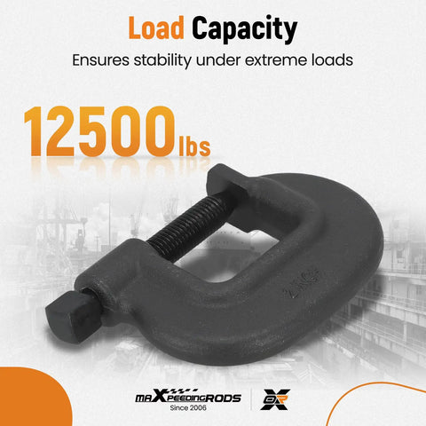 Heavy Duty C Clamp 2-5/16 Inch Opening, 1-7/8 Inch Throat, 3/4-10 Inch Screw, Clamping Force Up To 12,500 Pounds, Machined Hardened Steel With Black Oxide Finish, Perfect For Auto Repair, Metalworking, And Workshop Projects, 12500 lb