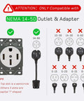 NEMA 14-50 outlet and adapter compatibility for Tough As Nails Heavy Duty 50 Amp Rv Ev Extension Cord 25 Feet