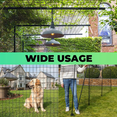 Vinyl Coated Welded Wire Garden Fence Roll 48 Inch by 100 Foot 2 Inch by 3 Inch Mesh 16 Gauge Rust Resistant PVC Coated Steel Mesh used as garden border and dog fence