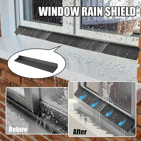 Heavy Duty Self Adhesive Rubber Rain Drip Guard For Doors And Windows 9 Feet shown directing rainwater away from a window.