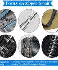 Zipper Repair Kit 62 Piece Metal Zipper Parts Retainer Box Zipper Pull Replacement Top Stop Bottom Stop Fix Zipper Head