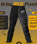 Mens Waterproof Motorcycle Pants with CE Armor and Ventilation Zippers Badass Tactical Cordura Adventure Riding Gear Rainproof Windproof Touring Pants Black showcased with double stitched design and 1000D Cordura on knees.