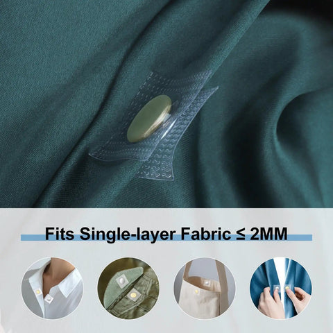 40 Piece Sew In Magnetic Snap Closures For Thin Fabric Up To 2 Mm on green fabric with invisible PVC magnet for easy sewing.