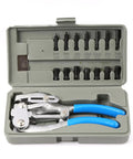 Heavy Duty Handheld Power Punch Kit With Compound Lever For Sheet Metal, Seven Hole Sizes, tool case, durable metalworking tool