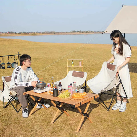 Ultralight Folding Camping Chair With 450 Pound Capacity for Outdoor Adventures Beach Off White Durable Steel Frame setup