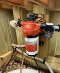 3.3 GPM 45 PSI Self Priming Fresh Water Pump for RV and Caravan with Automatic Demand and Smart Pressure Switch in use.