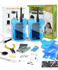 Walkie Talkie Kit For Kids And Teens DIY Soldering Electronics Project With Clear Acrylic Case 1 Mile Range 3 Channels Hands On Science Toy For Ages 12 14 15 16 18 Family Game Night Gift Idea, two units with parts