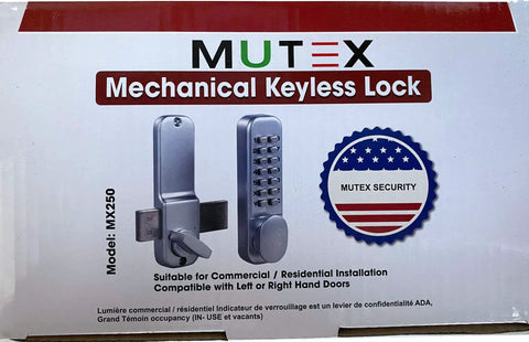 Keyless Combo Door Lock MX250 Surface Mount Deadbolt In Satin Chrome For 1 3 Eighths To 2 Inch Doors, package view