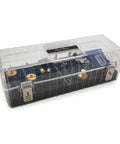 Built Rock Solid Clear Abs Router Bit Storage Organizer Box With Custom Foam Insert And Rechargeable Desiccant Bag To Keep Your Half Inch Quarter Inch And Eight Millimeter Bits Dry In The Workshop, open view with organized bits.