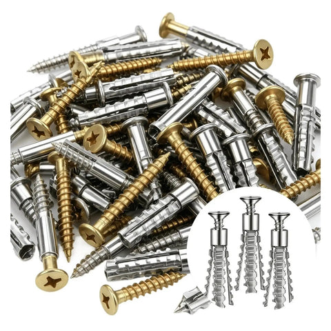 Heavy Duty Hollow Wall Expansion Screw Kit With Self Tapping Anchors For Quick No Drill Mounts In Cabinets TVs Curtains Paintings And Wall Panels 6mm And 8mm Options Secure Easy Install, carbon steel hollow wall anchors
