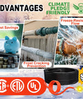 Advantages of Water Pipe Heat Tape For Metal And Plastic Pipes, No Fuss Install, Prevent Freezing With Self Regulating Heat Trace Cable