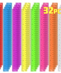 32 Pack Clear Plastic Rulers 12 Inch Bulk For Classroom Use With Inches And Centimeters Transparent Assorted Color Rulers