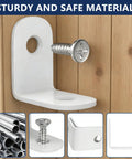 Beefy Heavy Duty White Corner Braces For Wood Shelves L Brackets 90 Degree Right Angle Stainless Steel Fasteners close-up