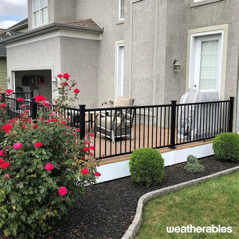 Stanford Aluminum Railing Brackets For Indoor And Outdoor Use, built to last with durable black textured powder coat on deck