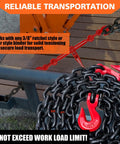 G80 Heavy Duty Binder Chain 3/8 Inch By 10 Foot With Clevis Grab Hooks 7100 Lbs Safe Working Load for truck trailer use