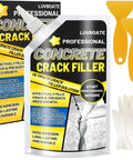High Elasticity Self Leveling Concrete Crack Filler For Driveways, Walkways And Patios, Waterproof Slab Repair Sealant, Flexible Cement Crack Repair For Indoor And Outdoor Surfaces In Grey, 1.5 Lb package with tools and gloves
