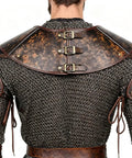 Medieval Leather Pauldron Shoulder Armor For Viking Knight Cosplay Larp Ren Faire Costume Brown Faux Leather With Collar Buckle