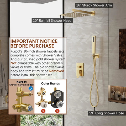 Premium Brushed Gold Shower System With 10 Inch Rainfall Head And Handheld Sprayer Combo Serving Straight Fire Luxury For Your Everyday Bathroom Renovation