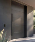 71 Inch Stainless Steel Push Pull Door Handle Set With Solid 304 Standoffs, Heavy Duty Commercial Grade, Matte Black Finish For Barn Glass And Interior Doors, Long Reach Pull Handles, Durable Easy Install Hardware on black entry door