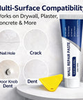 Upgraded Wall Repair Paste With Scraper Quick Drying Wall Patch For Holes And Cracks Waterproof Drywall Repair Kit For DIY Home Improvement 1 Piece Easy To Apply shown with tube, scraper, and cone on table.