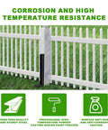 Heavy Duty Fence Post Repair Kit 2 Inch Width Ground Spike Anchor for Wooden Posts Installed on White Fence