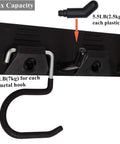 Close-up of 64 Inch Garage Storage Organizer Wall Mount For Tools And Cleaning Essentials with metal and plastic hooks