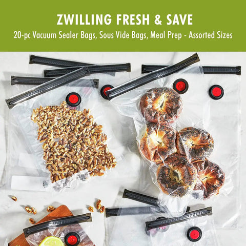 Heavy Duty Bpa Free Vacuum Sealer Bags Assorted Sizes 20 Piece Works With Most Pumps Ideal For Sous Vide Or Food Storage To Keep Your Grub Fresh Way Longer Than Basic Containers Ditch Stale Leftovers And Level Up Your Kitchen Game