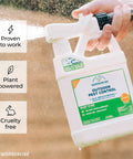 Person spraying Natural Outdoor Pest Control Spray With Essential Oils Kills Mosquitoes Ants Fleas Ticks And More Repels Pests And Keeps Your Yard Safe Around Pets And Kids 32 Oz bottle