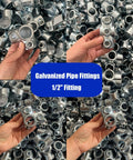Half Inch Galvanized Steel Pipe Four Way Fitting Connector With Side Outlet for DIY Decor, held in hand, among fittings