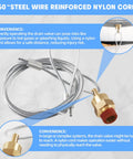 3/8 Inch Air Tank Drain Valve Plug With 60 Inch Cable Brass Replacement Part For Air Compressors, Cable Actuated Drain System