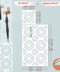 Big Floral Wall Stencil Set 24 By 38 Inches XL Allover Pattern With Free Edging Stencil Two Piece Kit displayed on a wall