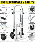 3 In 1 Aluminum Convertible Hand Truck Dolly Heavy Duty Hauler With 800 To 1000 Lb Capacity All Terrain Pneumatic Tires And Smooth Swivel Casters For Easy Load Transport, folded view