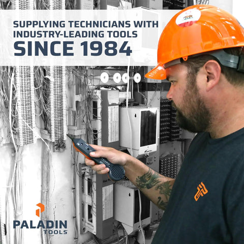 Technician using Heavy Duty Wire Stripper And Cutter For 20 To 30 AWG Wires Precision Cutting And Stripping Workhorse on panel.