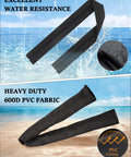 48 Inch Zippered Rigging Sleeve For Boats And Trolling Motors Heavy Duty 600D Waterproof Marine Cable Jacket shown on beach.