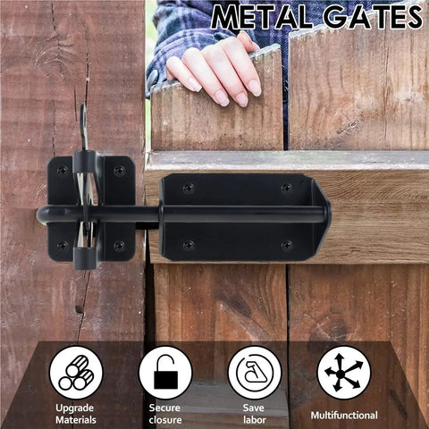 Heavy Duty Gate Latch 8 Pack Self Locking Cable Pull Fence Locks For Wood Or Steel Doors Rock Solid Gravity Design on wooden gate.